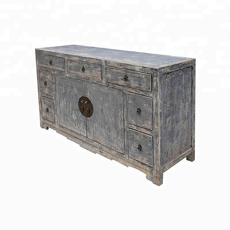 chinese antique reproduction distressed grey storage buffet store furniture
