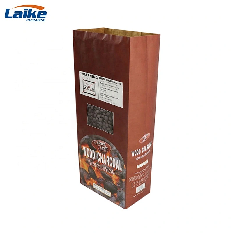 Block bottom charcoal kraft paper bag for activaed charcoal 10kg 15kg 16kg
