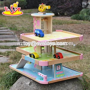 Wholesale colorful 3 layers wooden toy parking garage playsets benefits to baby's EQ W04B054