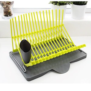 Gold supplier custom color yellow green kitchen corner modern plastic dish rack