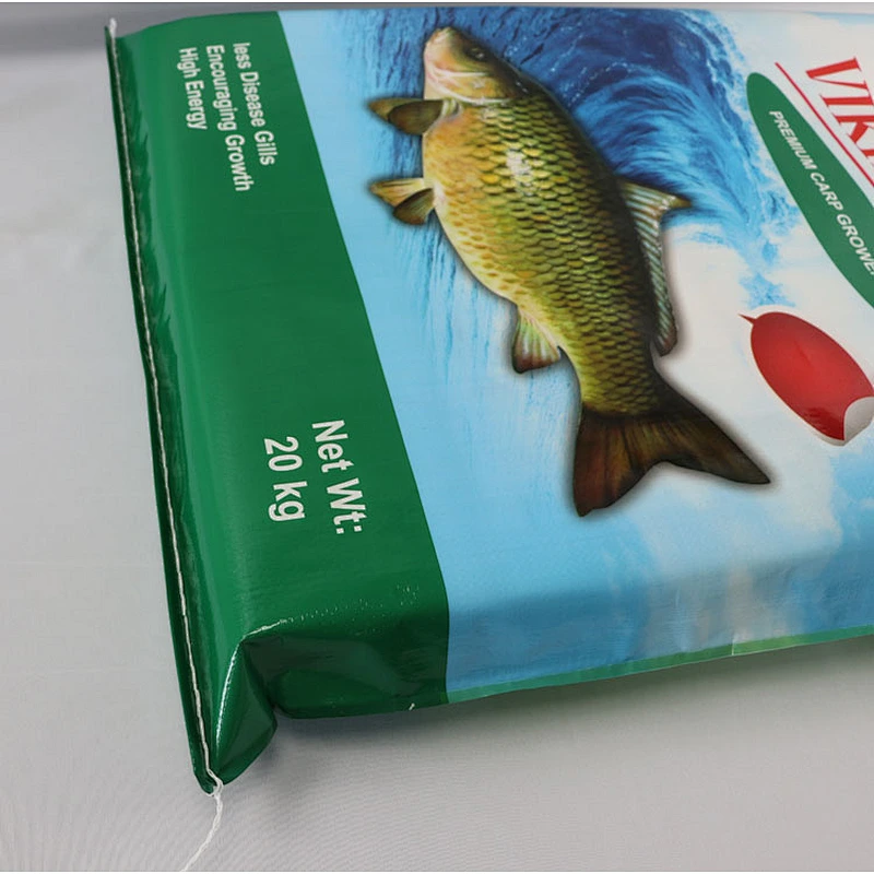 Agricultural woven fish feed bag 20kg, 25kg plastic animal food packaging bag