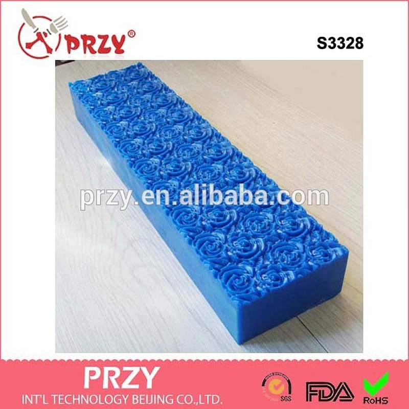 S3328 PRZY rose toast handmade soap mold rose flower rectangle handmade loaf mold for sell