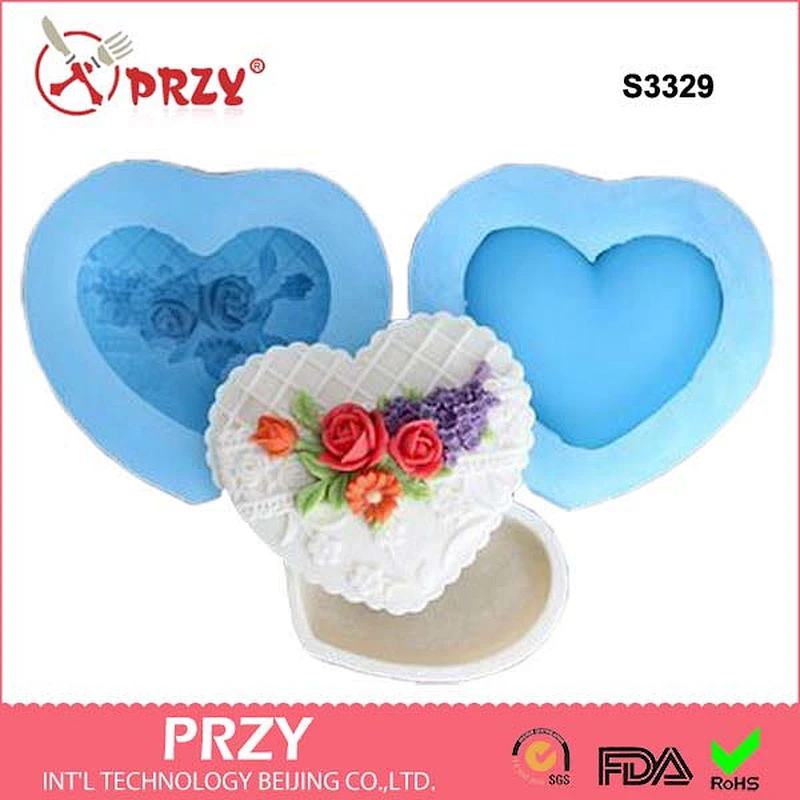 S3329 heart shape box silicone moulds for making soap makeup box silicone soap moulds for handmade soap