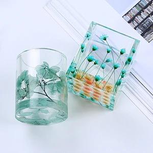 Round Mirror Pen Holder Silicone Mold DIY Dried square Flower Crystal Epoxy Flower Pot Pen Insert Concrete Storage Molds