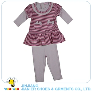 100% cotton winter long sleeve baby girl 2 pcs clothes sets