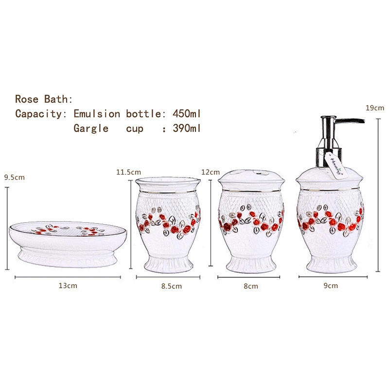 Luxury 5 Pieces of Ceramic Bathroom Accessories Set Simply Bathroom Sanitary Set for Hotel Home Three Pattern
