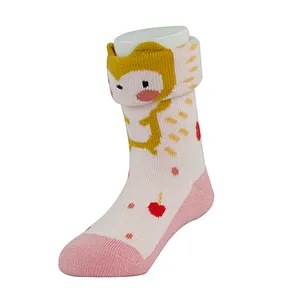 High Quality 3D Knitting Turn Over Vivid Color Animal Baby Girl Socks