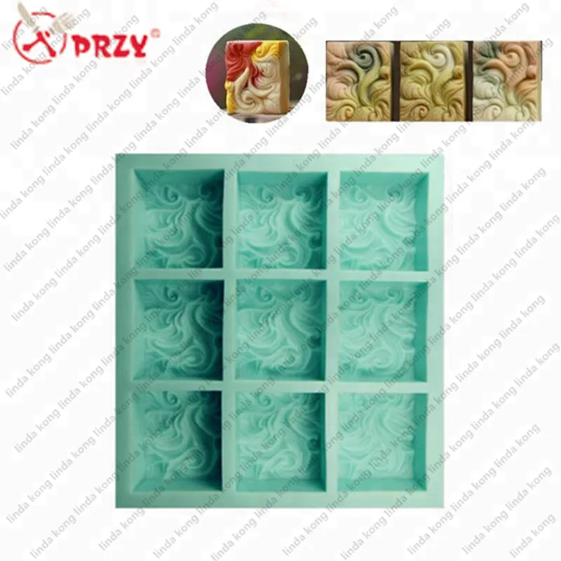 PRZY 9 Cavities Soap Molds big Wave shape handmade soap silicone molds