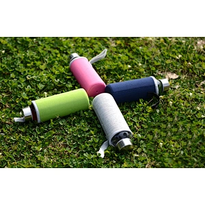 Portable teacup straight glass water cup and colorful prevent cover