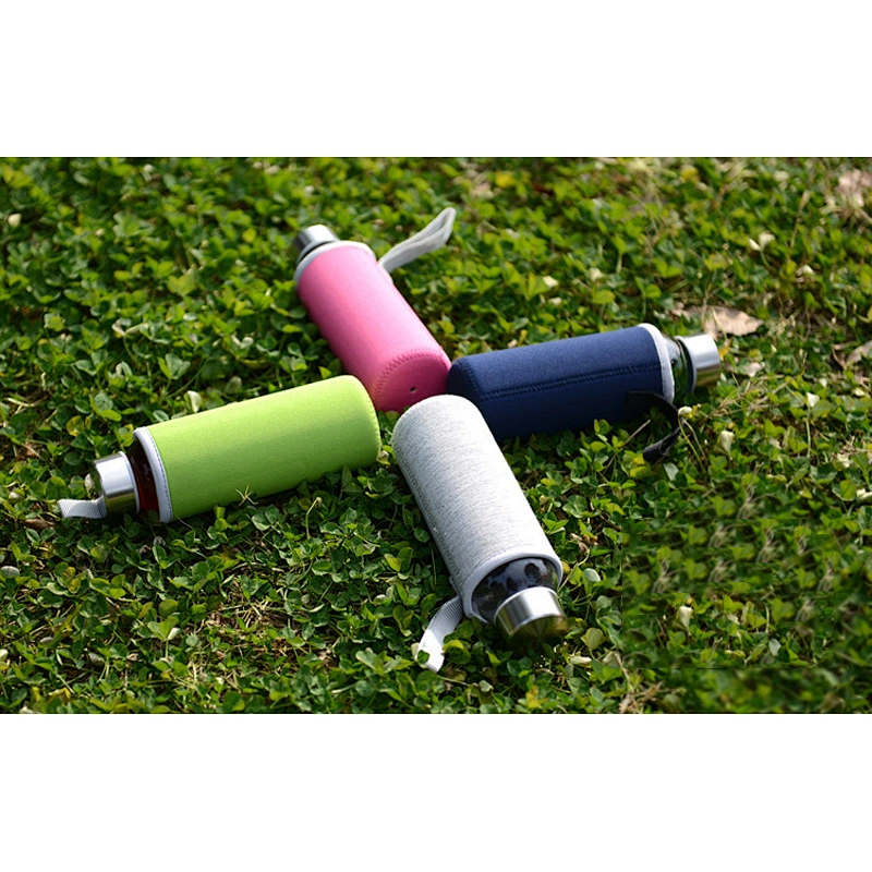 Portable teacup straight glass water cup and colorful prevent cover