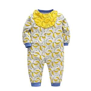 Unique style banana pattern print baby winter fashion romper