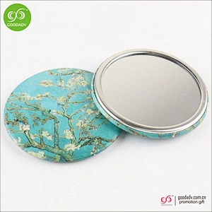 OEM Factory supply Classic blue color Peach blossom design Cosmetic pocket mirror