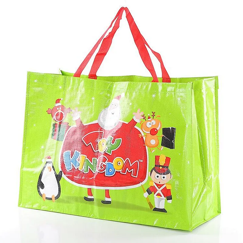 Custom green printing non-woven bag belt handle for toy packaging