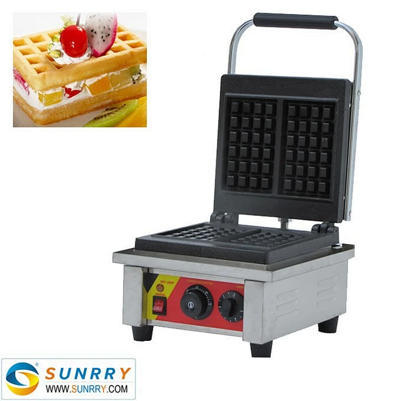 Stainless steel electric 2pcs rotary square cake waffle maker machine