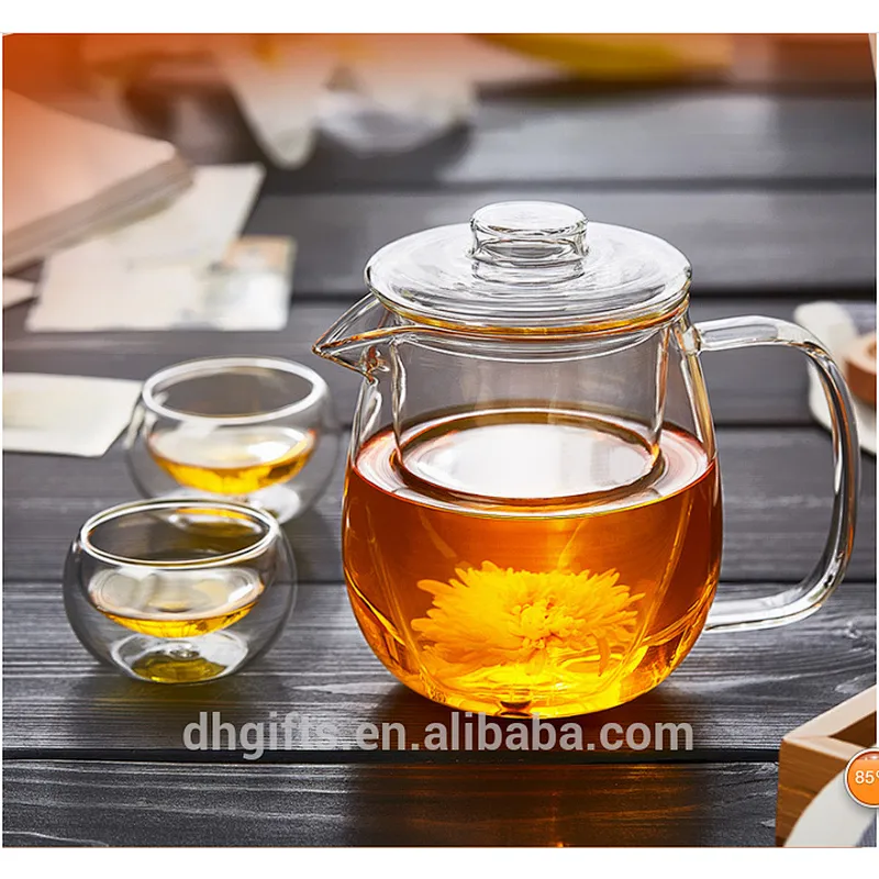2018 wholesale product 20oz borosilicate glass transparent tea cup with glass infuser
