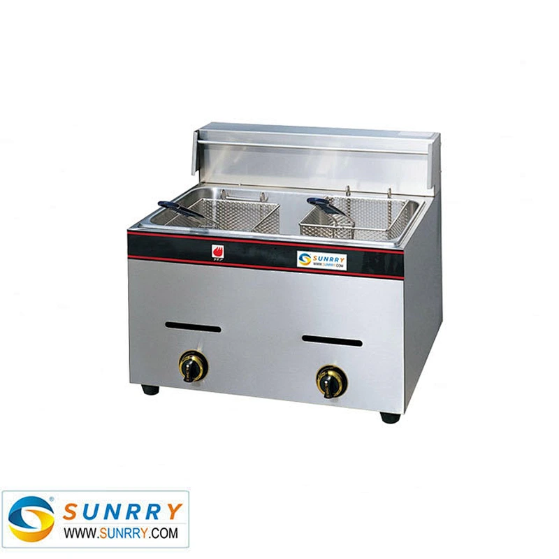 LPG stainless steel manufacturer price 2 tanks 2 baskets commercial countertop gas deep fryer