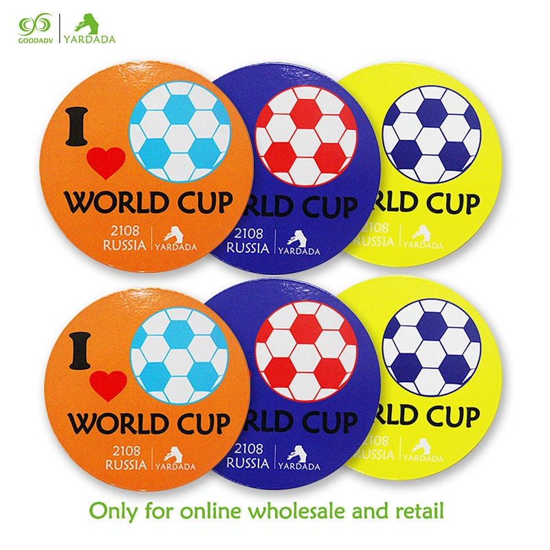 6pcs home decoration accessories modern table mat,World Football Cup fans round placemat kids wood cup coaster in stock for sale