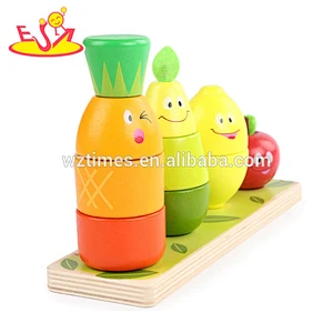 Wholesale promotional gift wooden funny game fruits design stacking blocks for 1 years old baby W13D170