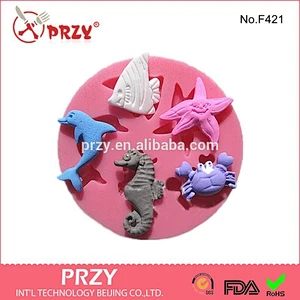 2015 hotsale Marine life cake decor silicone cake mold