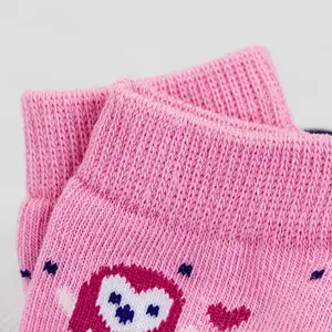 Cotton Jacquard Pink Purple Navy Lovely Children Baby Girl Non Anti Slip PVC Rubber Home Socks