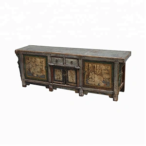 chinese antique recycled wood lacquered TV console furniture