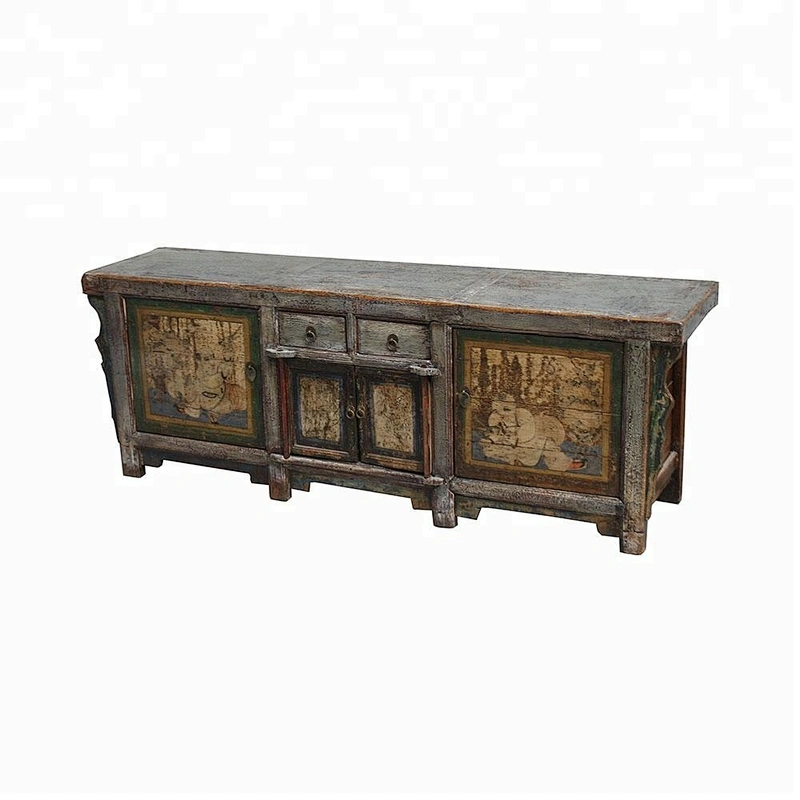 chinese antique recycled wood lacquered TV console furniture