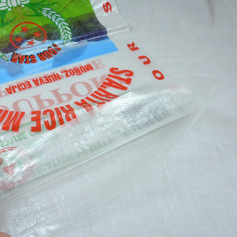 Custom wholesale 25kg transparent white plastic printed pp woven bag