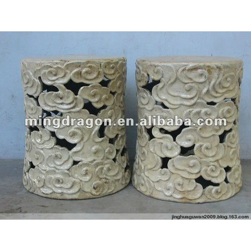 chinese antique white porcelain garden drum stool