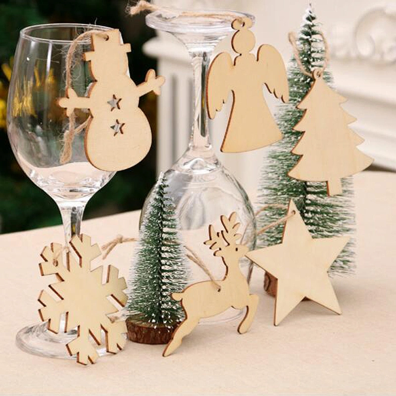 Free Sample Unique Christmas Decoration Gift Elk Snowman Snowflake Angel Pattern Christmas Tree Crafts Pendant