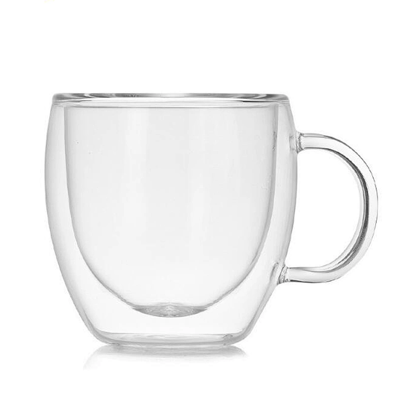 China Supply High Quality Glass Cup Customized Logo Glassware Double Wall Glass Mug for Home and Office Use 150 ml