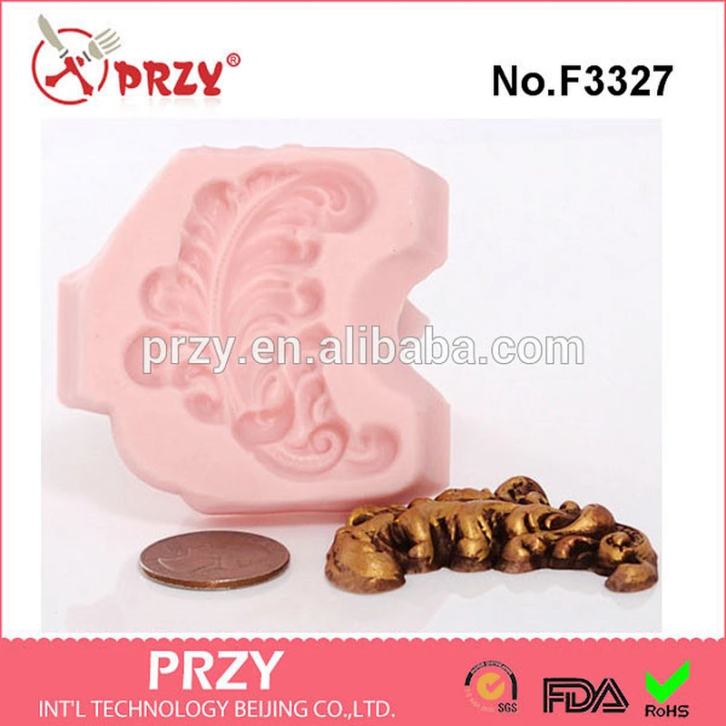 F3327 Silicone Mold Feather Plume Barking Mold Fondant Chocolate Candy Mold