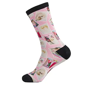 custom 3D logo digital printed photo print socks printing