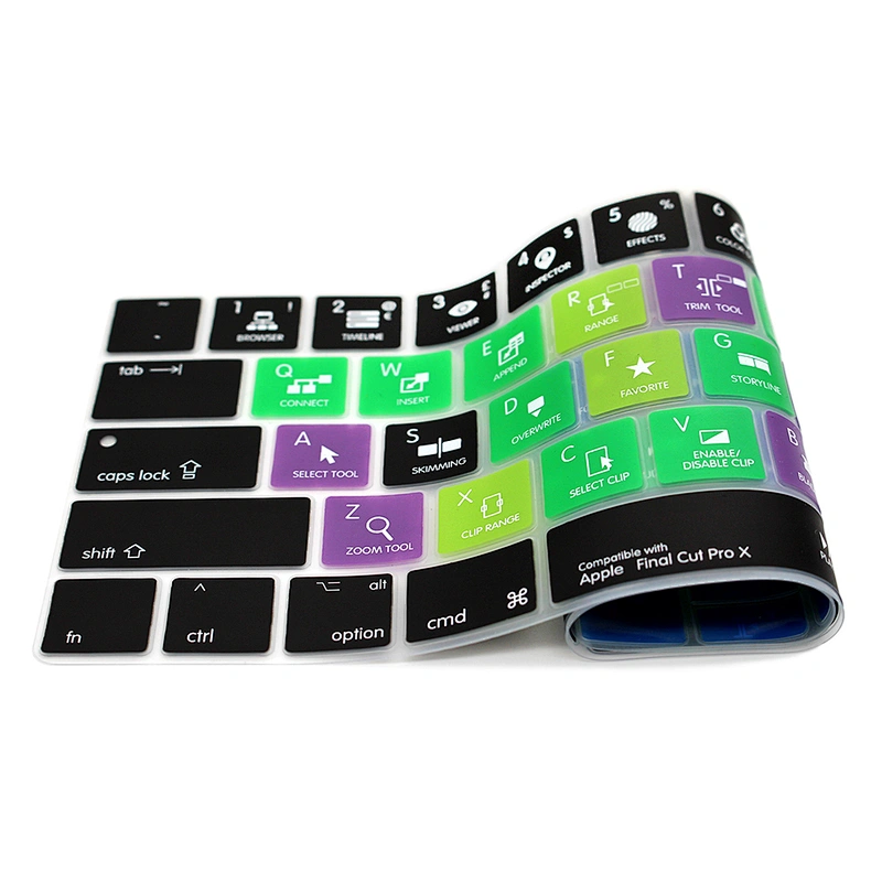 Ali baba Wholesalelaptop keyboard custom Final Cut Pro X Hot key Silicone Keyboard Protector For mac keyboard Pro With Touch bar