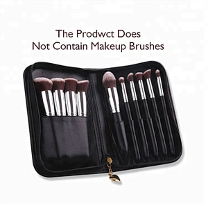 Custom Print Create Your Own Brand Travel Black Leather Cosmetic Case Make Up Brush Pouch PU Makeup Bag Private Label