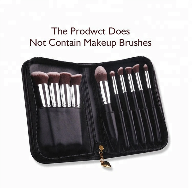 Custom Print Create Your Own Brand Travel Black Leather Cosmetic Case Make Up Brush Pouch PU Makeup Bag Private Label