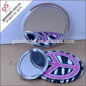 Promotional gifts round mini makeup glass mirror with OEM logo