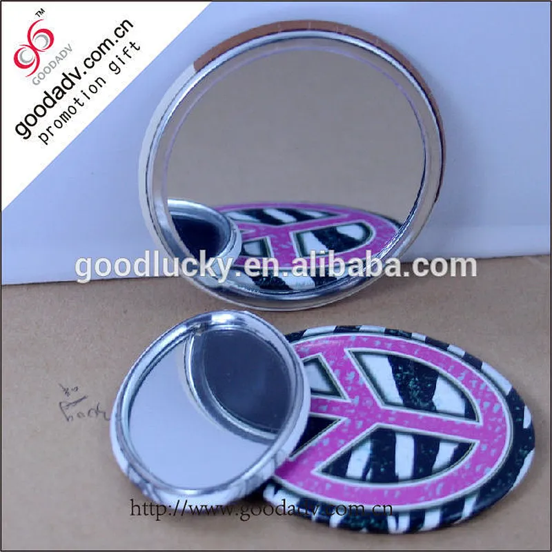 Promotional gifts round mini makeup glass mirror with OEM logo