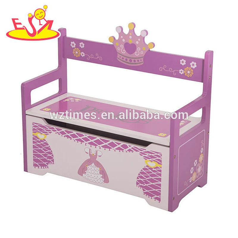 2018 New design nursery wooden storage bench seat for kids W08C265