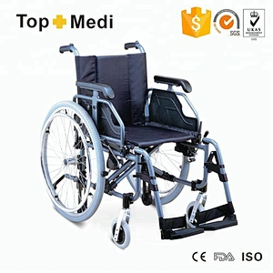 Adjustable armrest detachable footrest manual folding aluminum wheelchair