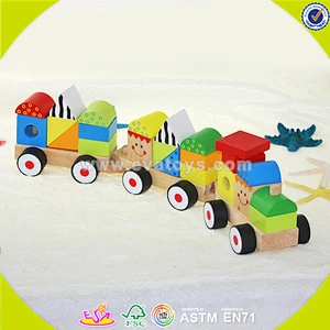 wholesale top sale multifunction pulling train toy stylish wooden pull train toys W05C008