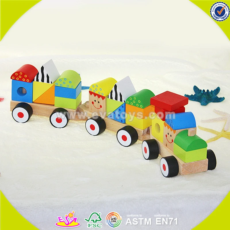 wholesale top sale multifunction pulling train toy stylish wooden pull train toys W05C008