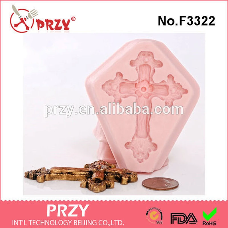 F3322 Silicone Rustic Cross Mold Mould for Fondant - Gum Paste - Chocolate - Candy