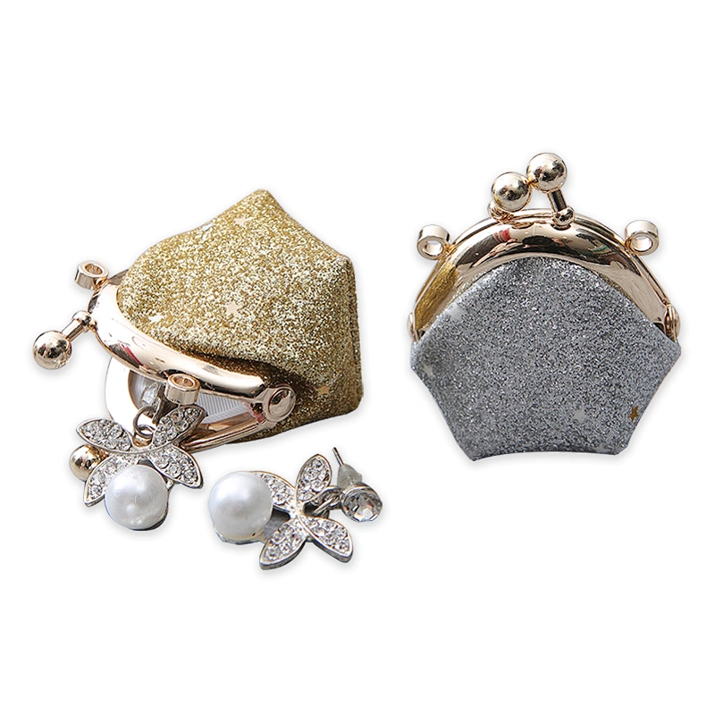 Glitter small jewellery storage coin purse fashion style metal purse frame