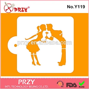 Eco-friendly Y119 kissing couple fondant cake stencils