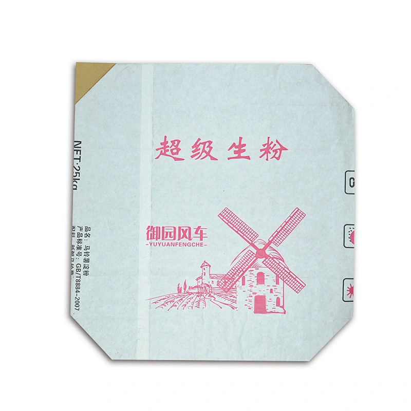 kraft paper flour bag with valve port for potato starch, corn wheat flour 25kg