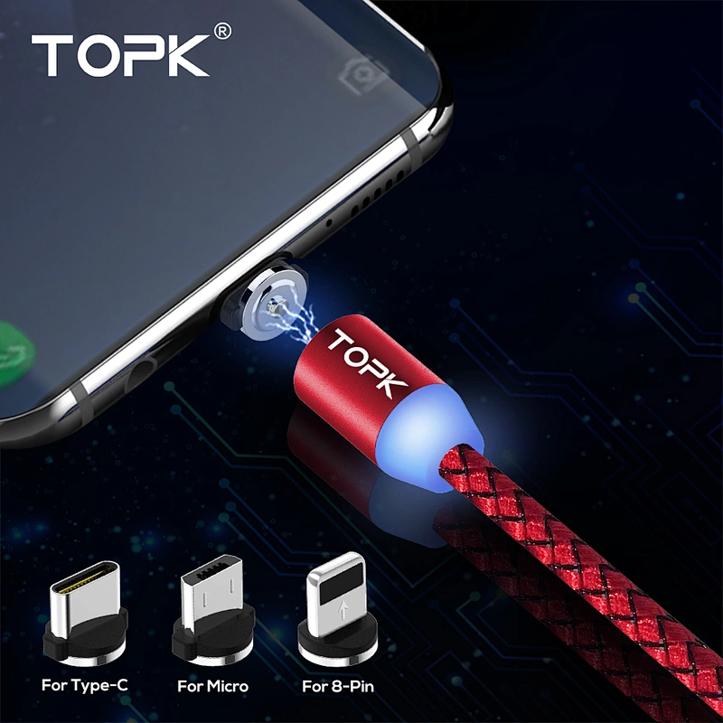 Fishing net round magnetic line data charging electric wire micro usb cable for iphone, android and type c