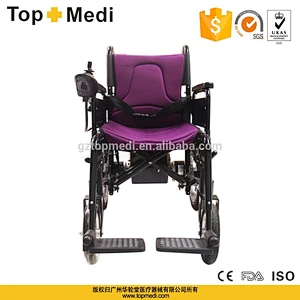 TopMedi Handicapped steel frame folding automatic cheap price electric wheelchair