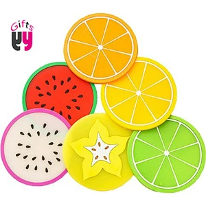 Fruit pattern round silicon coaster heat resistant mat