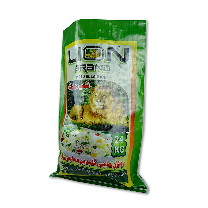 Customized green wholesale pp woven rice bag 25kg packaging