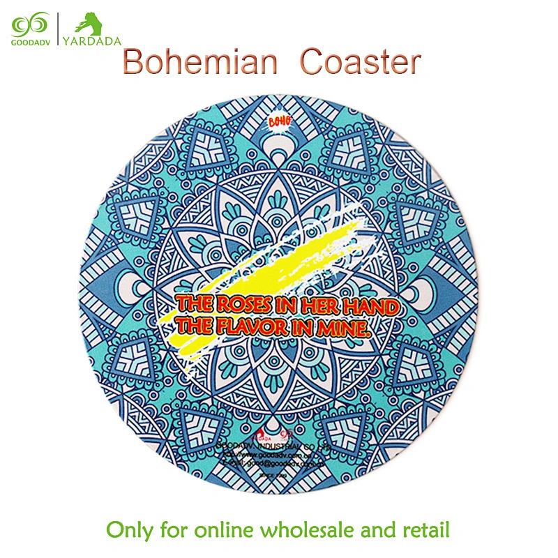 Blue kaleidoscope style fashionable MDF cork coaster, suitable for wedding restaurant family, non slip eco friendly coaster.
